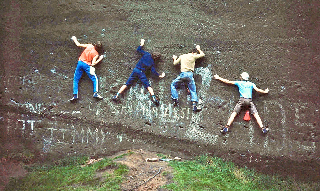The Pex Hill Mob in the late 70's: Tom Jones, Gaz Healey, John Hart and Phil Davidson. Photo: John Hart Collection